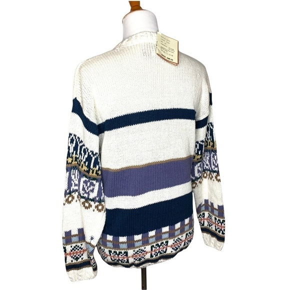 VTG Crystal Kobe Floral Amish Patchwork Chunky Knit Christmas Sweater Size S NWT - Picture 4 of 13